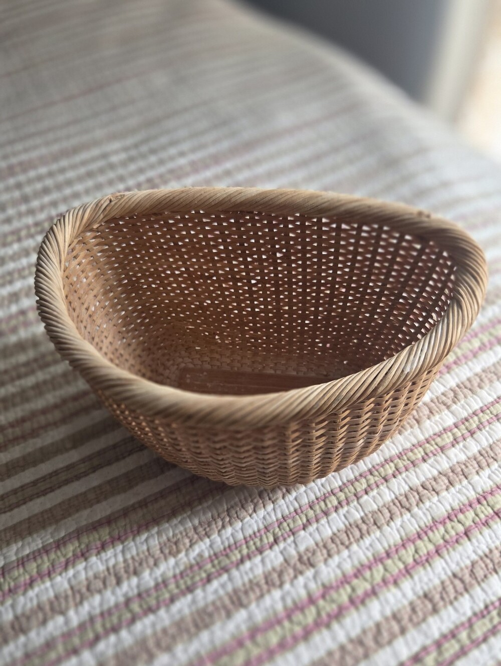 Handwoven Nantucket Natural Wicker Storage Basket - Neutral Brown NO LID